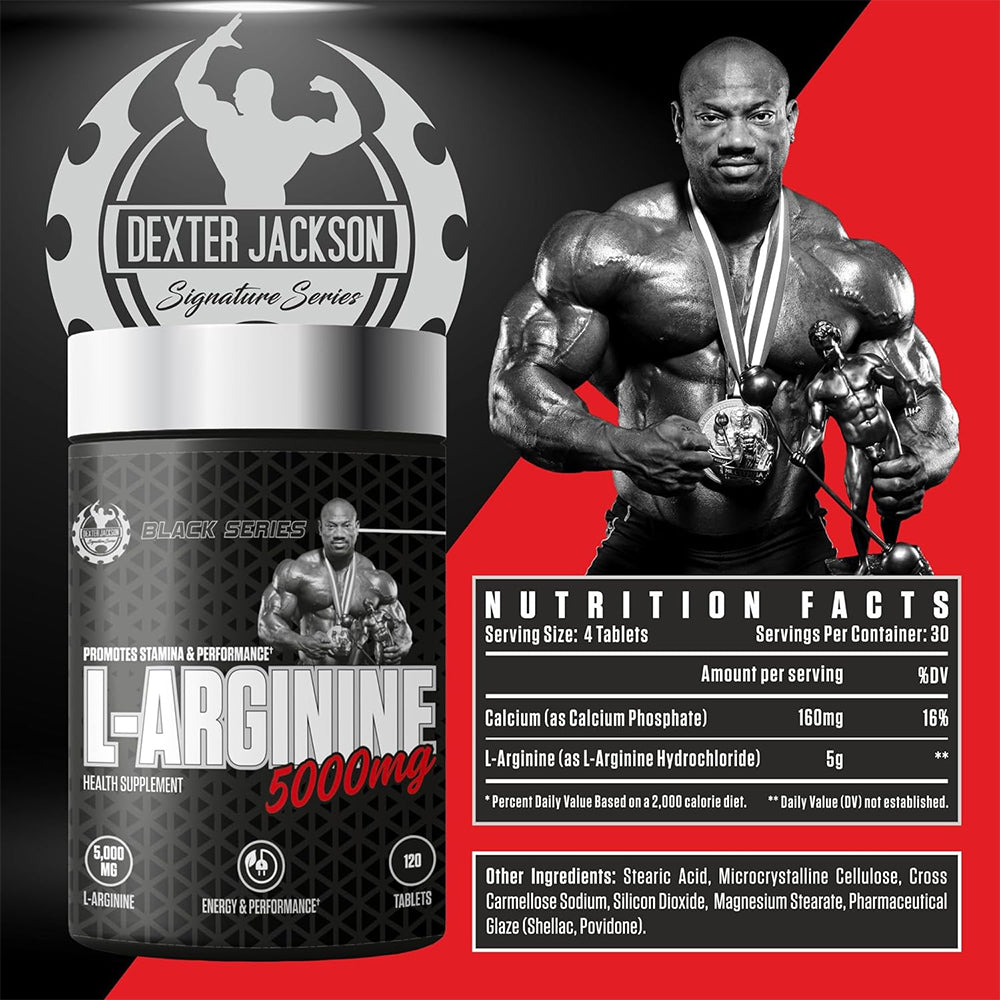 Dexter Jackson L-Arginine 5000mg Tablets | Nitric Oxide Booster | Muscle Pump & Blood Flow Support