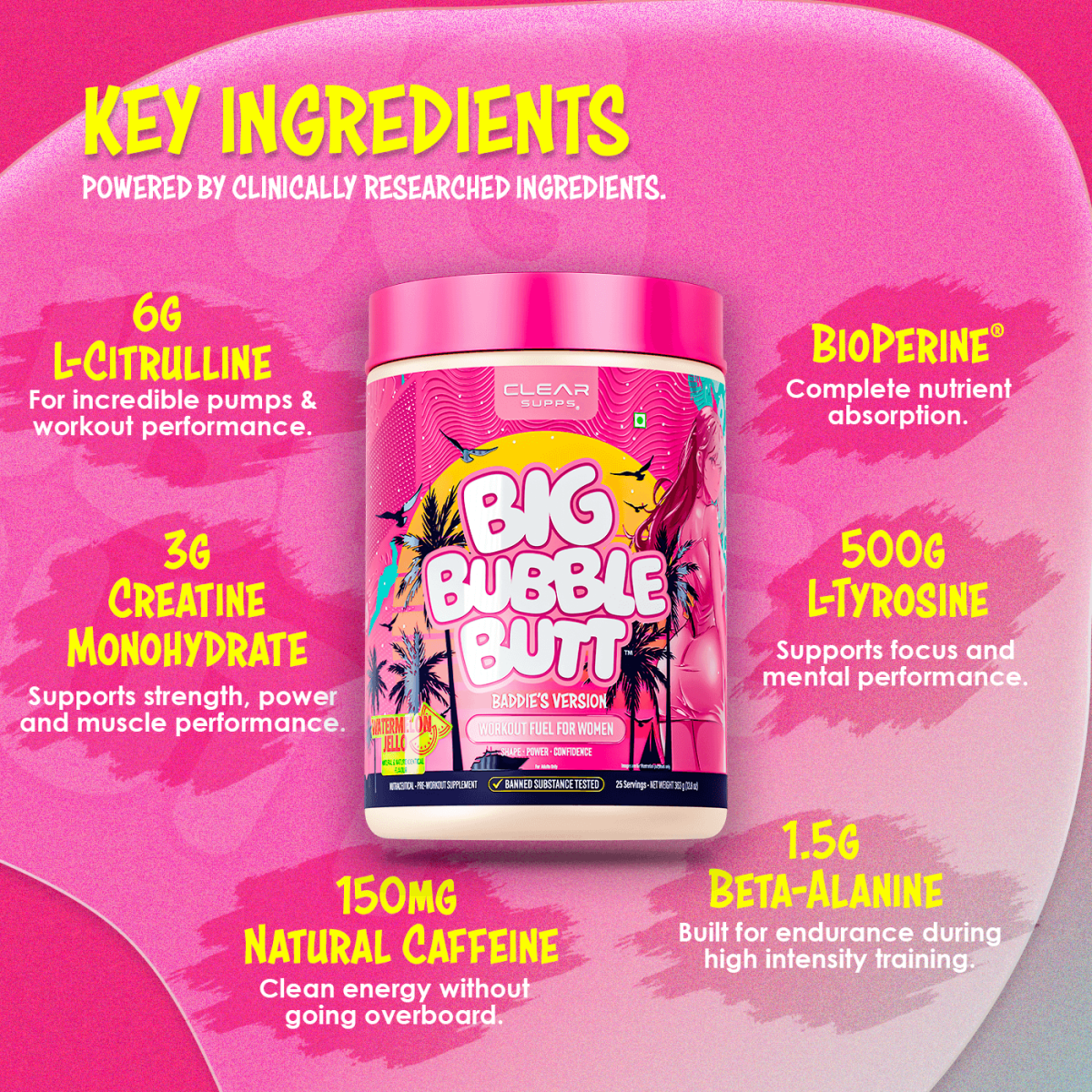 Clear Supps Big Bubble Butt Pre-Workout – 25 Servings