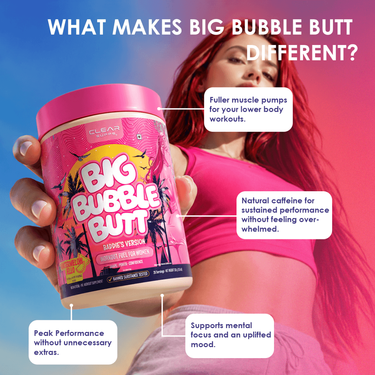Clear Supps Big Bubble Butt Pre-Workout – 25 Servings