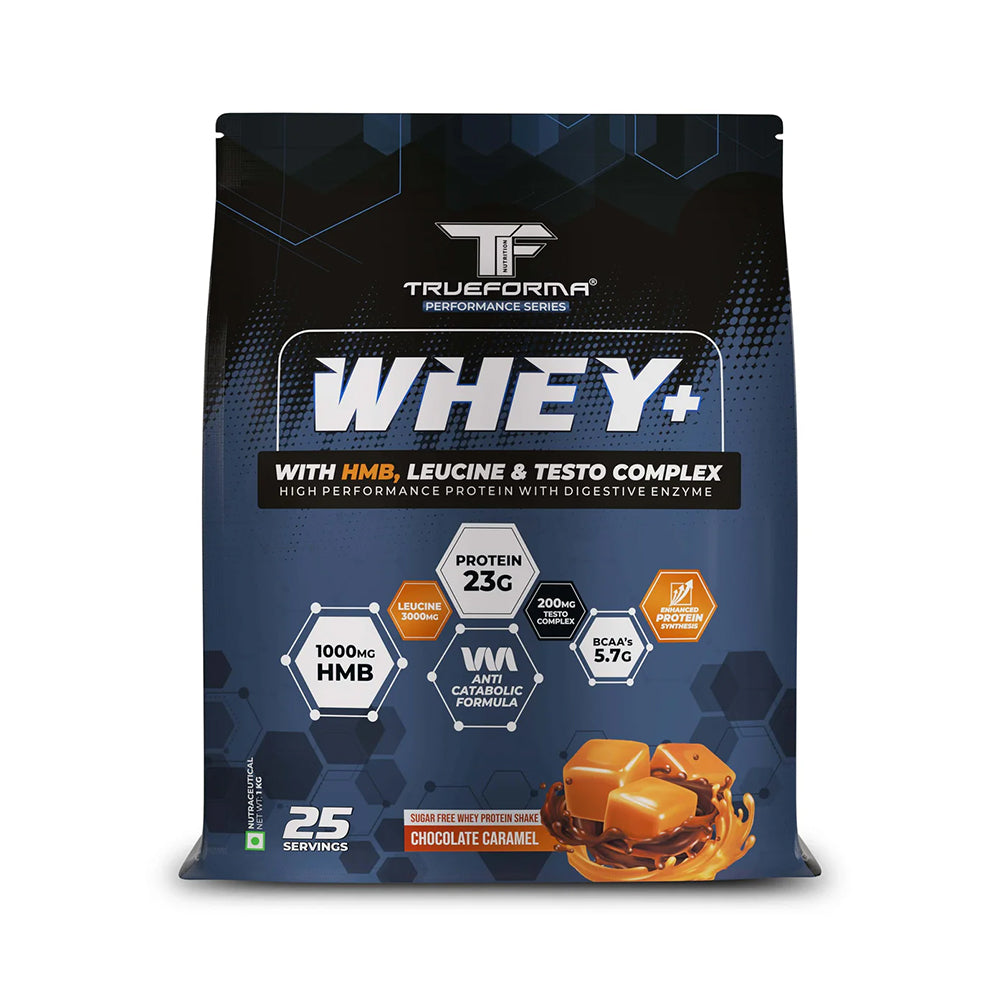 Whey Plus Protein Powder | 23g Protein, BCAA, Leucine & HMB | Muscle Growth & Recovery | 50 Servings | Trueforma