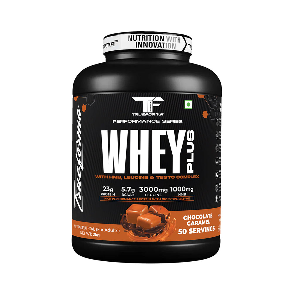 Whey Plus Protein Powder | 23g Protein, BCAA, Leucine & HMB | Muscle Growth & Recovery | 50 Servings | Trueforma