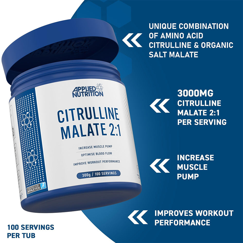Applied Nutrition Citrulline Malate 2:1 Powder 300g | 100 Servings | Muscle Pump & Workout Performance