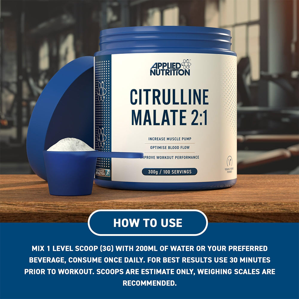Applied Nutrition Citrulline Malate 2:1 Powder 300g | 100 Servings | Muscle Pump & Workout Performance