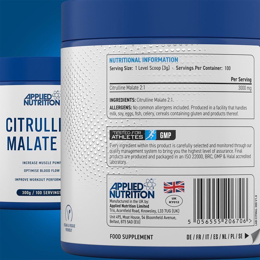 Applied Nutrition Citrulline Malate 2:1 Powder 300g | 100 Servings | Muscle Pump & Workout Performance