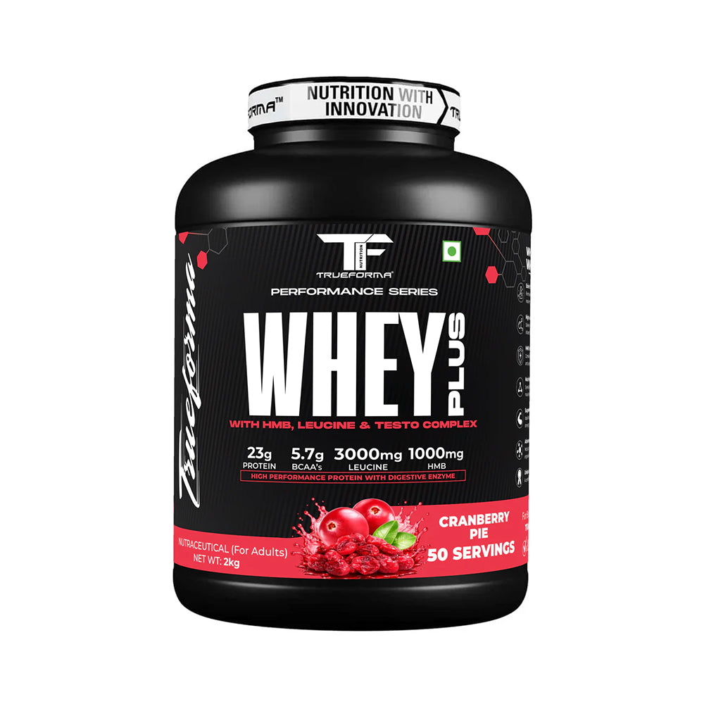 Whey Plus Protein Powder | 23g Protein, BCAA, Leucine & HMB | Muscle Growth & Recovery | 50 Servings | Trueforma