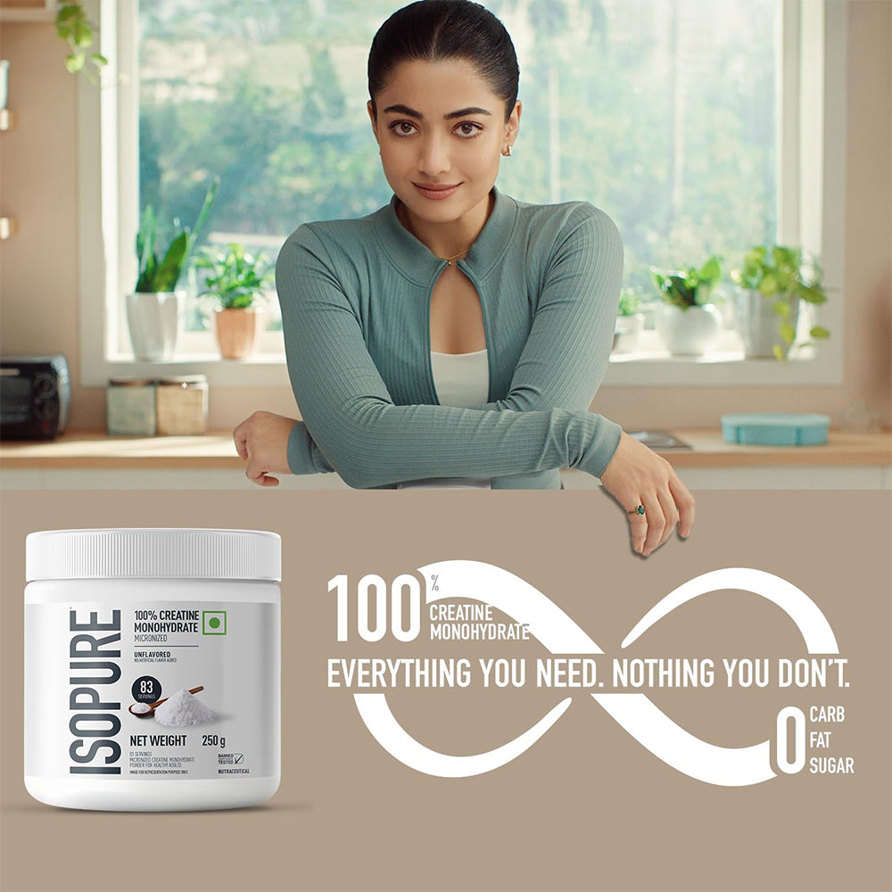 ISOPURE 100% Creatine Monohydrate Micronized Powder 250g | 83 Servings | Unflavoured Creatine