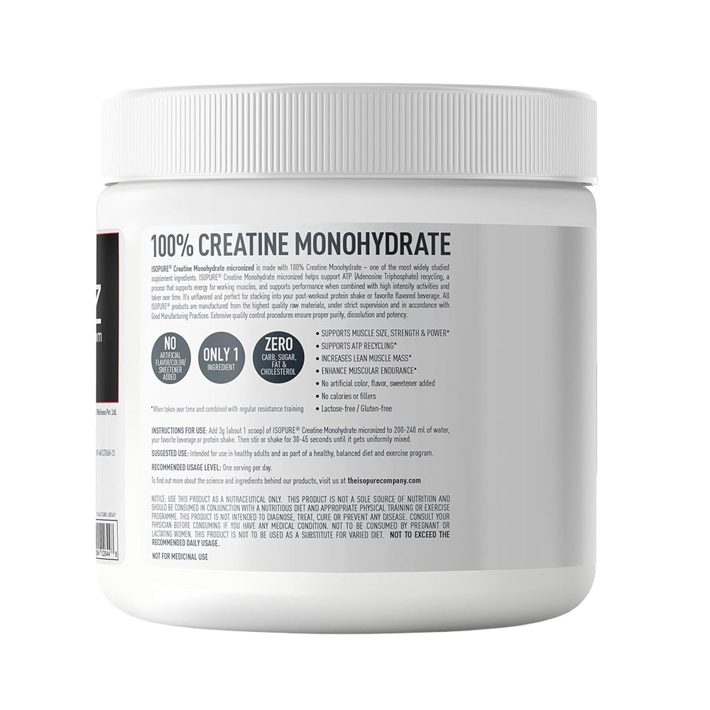 ISOPURE 100% Creatine Monohydrate Micronized Powder 250g | 83 Servings | Unflavoured Creatine