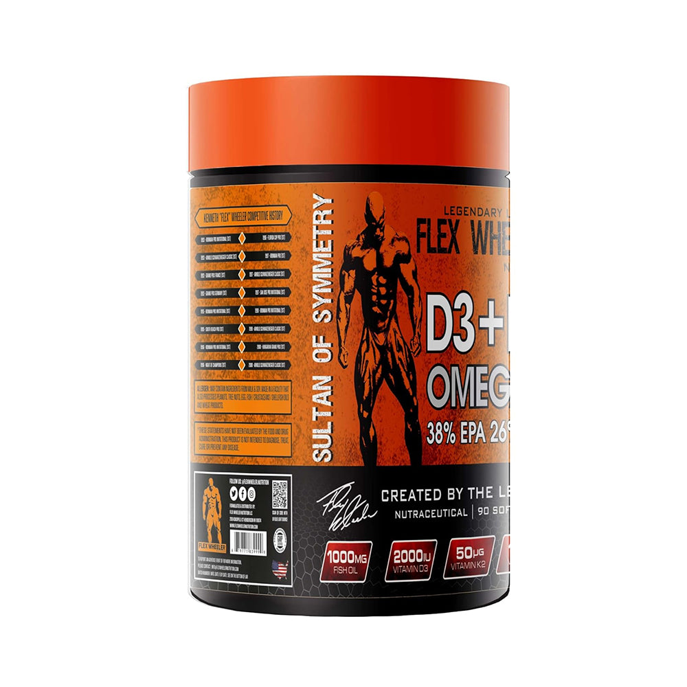 Vitamin D3 K2 Omega 3 Capsules | Bone & Heart Health Supplement | Flex Wheeler