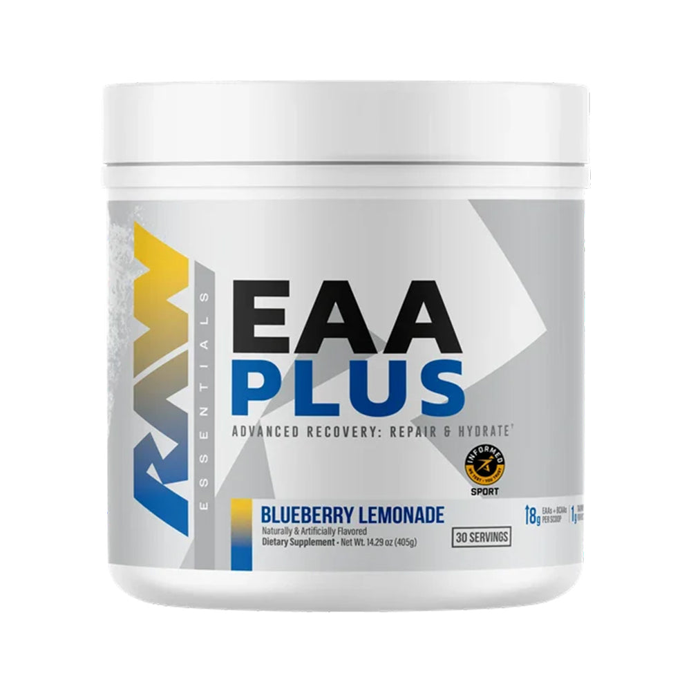 RAW EAA Plus, Amino Acids Powder, Pre Workout Amino Energy Powder for Advanced Endurance, Recovery & Lean Muscle Growth - BCAA Amino Acids Supplement for Men & Women | Improve Endurance, Hydration & Muscle Growth | 30 Servings