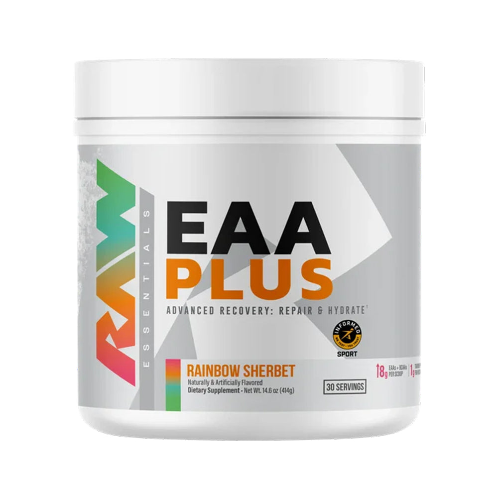 RAW EAA Plus, Amino Acids Powder, Pre Workout Amino Energy Powder for Advanced Endurance, Recovery & Lean Muscle Growth - BCAA Amino Acids Supplement for Men & Women | Improve Endurance, Hydration & Muscle Growth | 30 Servings