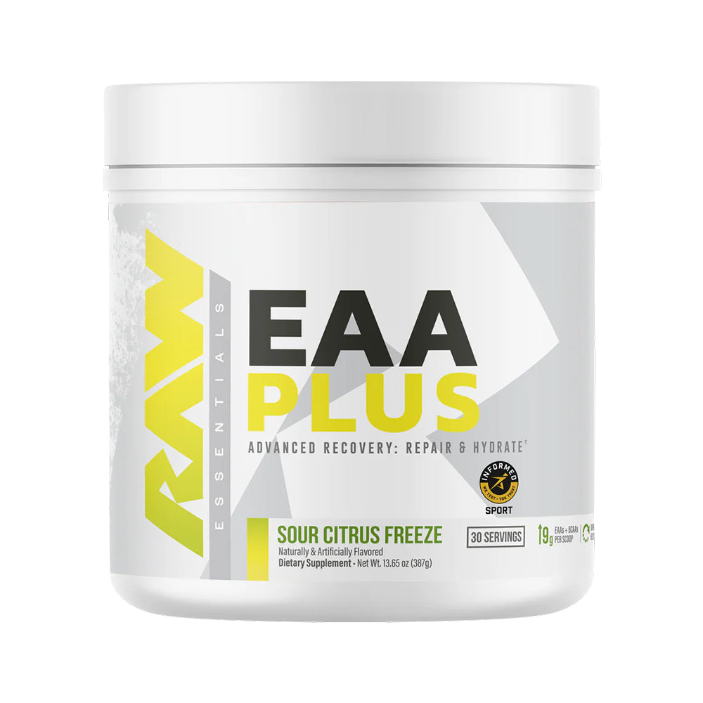 RAW EAA Plus, Amino Acids Powder, Pre Workout Amino Energy Powder for Advanced Endurance, Recovery & Lean Muscle Growth - BCAA Amino Acids Supplement for Men & Women | Improve Endurance, Hydration & Muscle Growth | 30 Servings