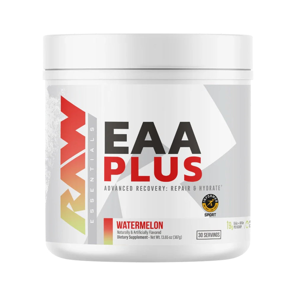 RAW EAA Plus, Amino Acids Powder, Pre Workout Amino Energy Powder for Advanced Endurance, Recovery & Lean Muscle Growth - BCAA Amino Acids Supplement for Men & Women | Improve Endurance, Hydration & Muscle Growth | 30 Servings