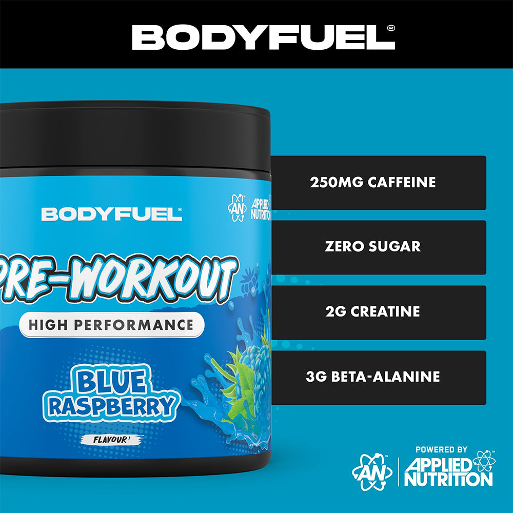 BodyFuel Pre-Workout High Performance Blue Raspberry 40 Servings | Energy, Focus & Pump Support