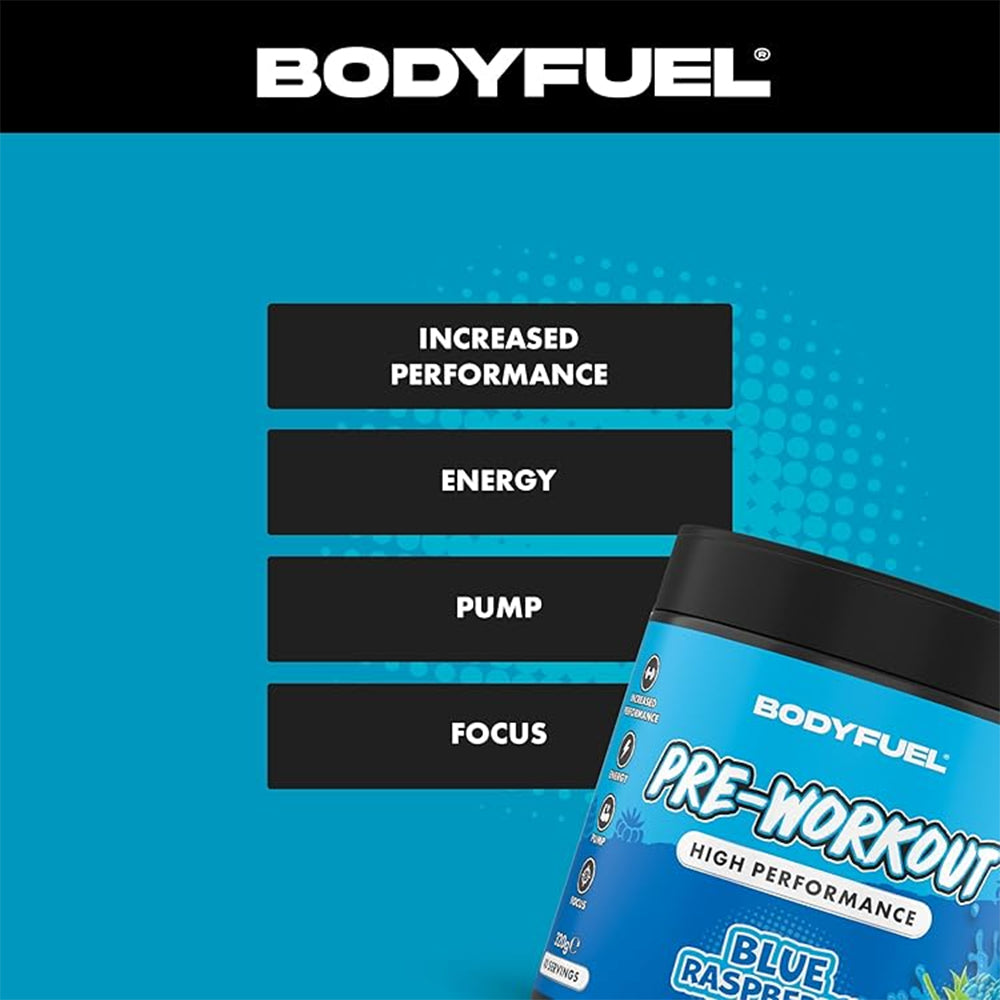 BodyFuel Pre-Workout High Performance Blue Raspberry 40 Servings | Energy, Focus & Pump Support