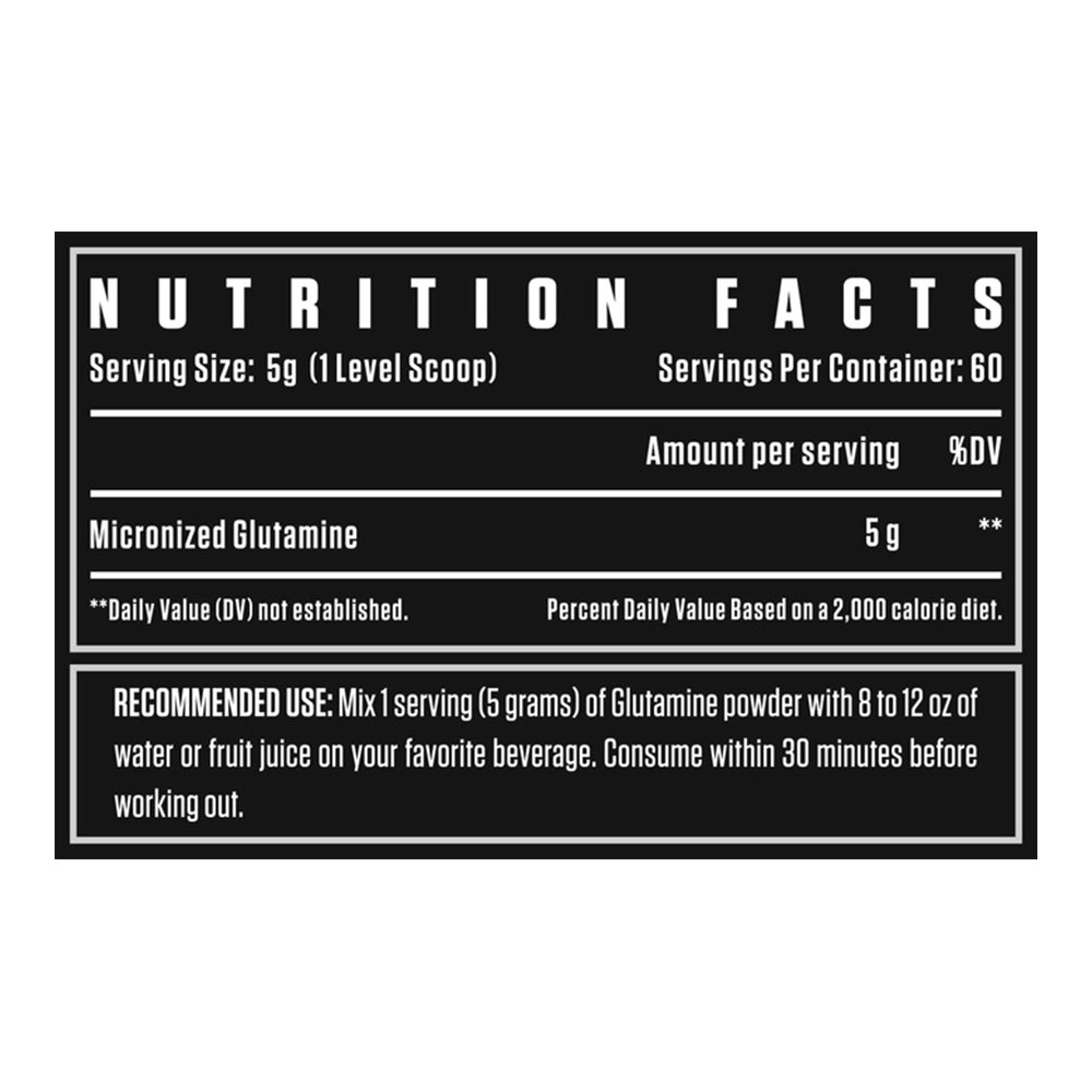 Black Series Micronized L-Glutamine Powder (300g) | Muscle Recovery & Gut Support | 5g per Serving