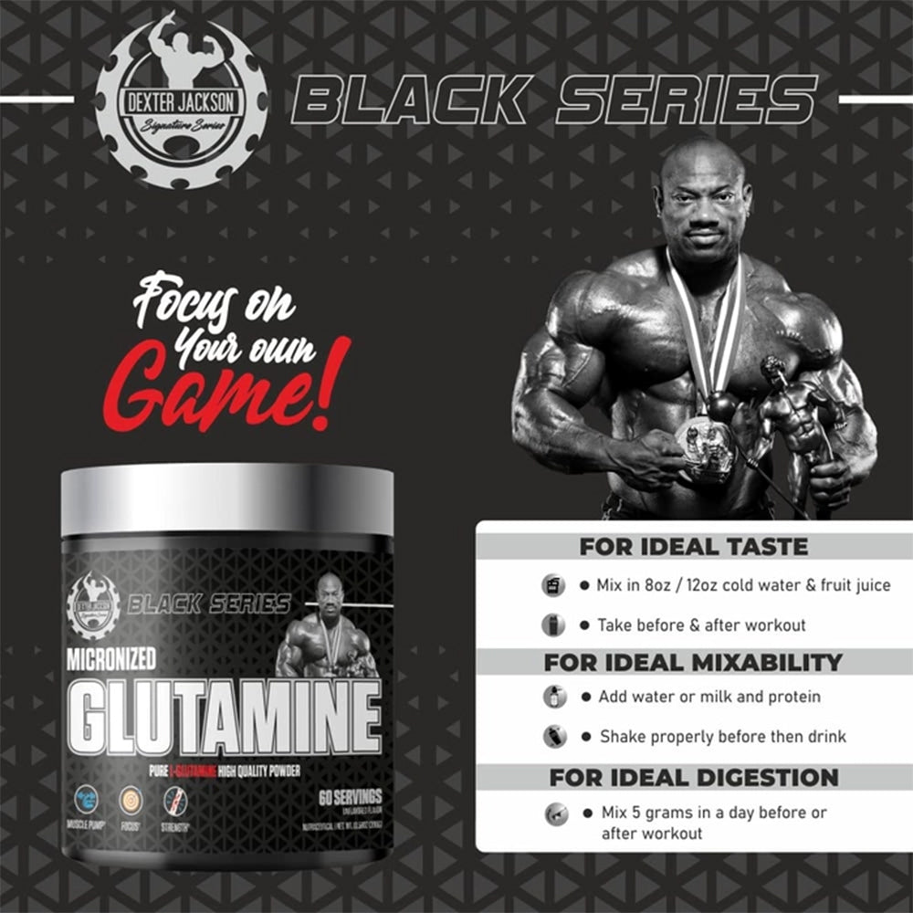 Black Series Micronized L-Glutamine Powder (300g) | Muscle Recovery & Gut Support | 5g per Serving