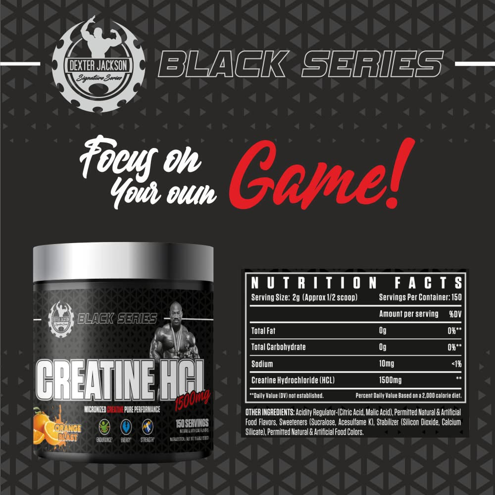 Dexter Jackson Black Series Creatine HCL 1500mg | High Absorption Creatine | Strength & Performance Booster