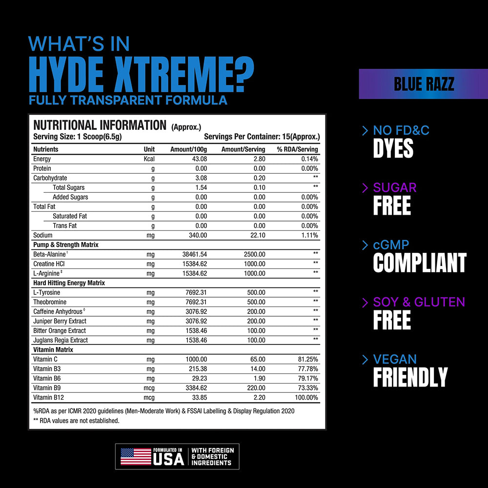 Pro Supps Hyde Xtreme Intense Energy Pre-Workout Powder – 30 Servings