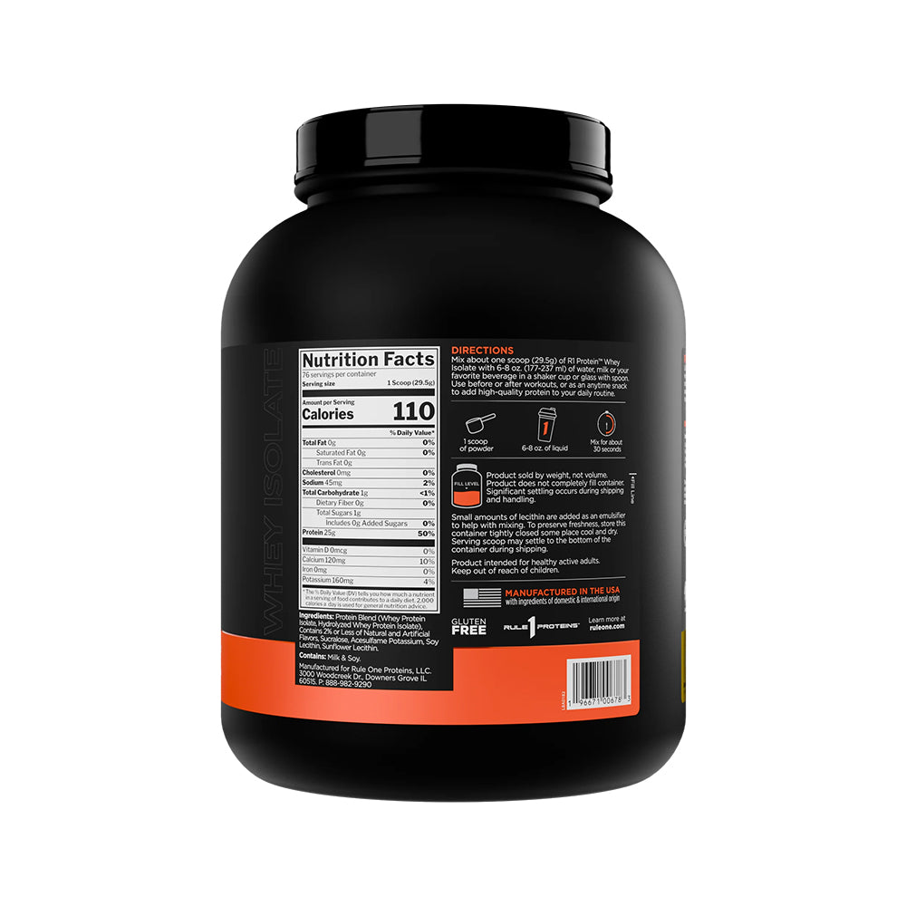 Rule 1 R1 Whey Isolate Protein Powder | 25g Protein | Fast Muscle Recovery & Lean Muscle Support