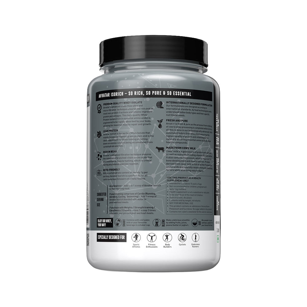 Avvatar Isorich Whey Protein Isolate | High Protein Lean Muscle & Fast Recovery Supplement