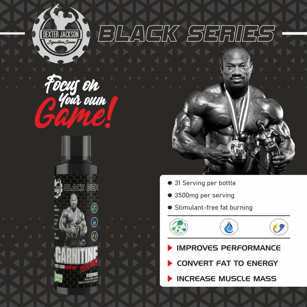 Dexter Jackson (Black Series) L-Carnitine 3500mg Liquid | Fat Metabolism Support | Energy & Endurance Booster