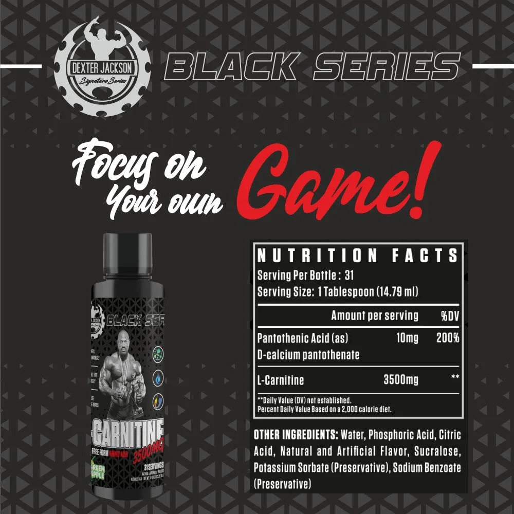 Dexter Jackson (Black Series) L-Carnitine 3500mg Liquid | Fat Metabolism Support | Energy & Endurance Booster