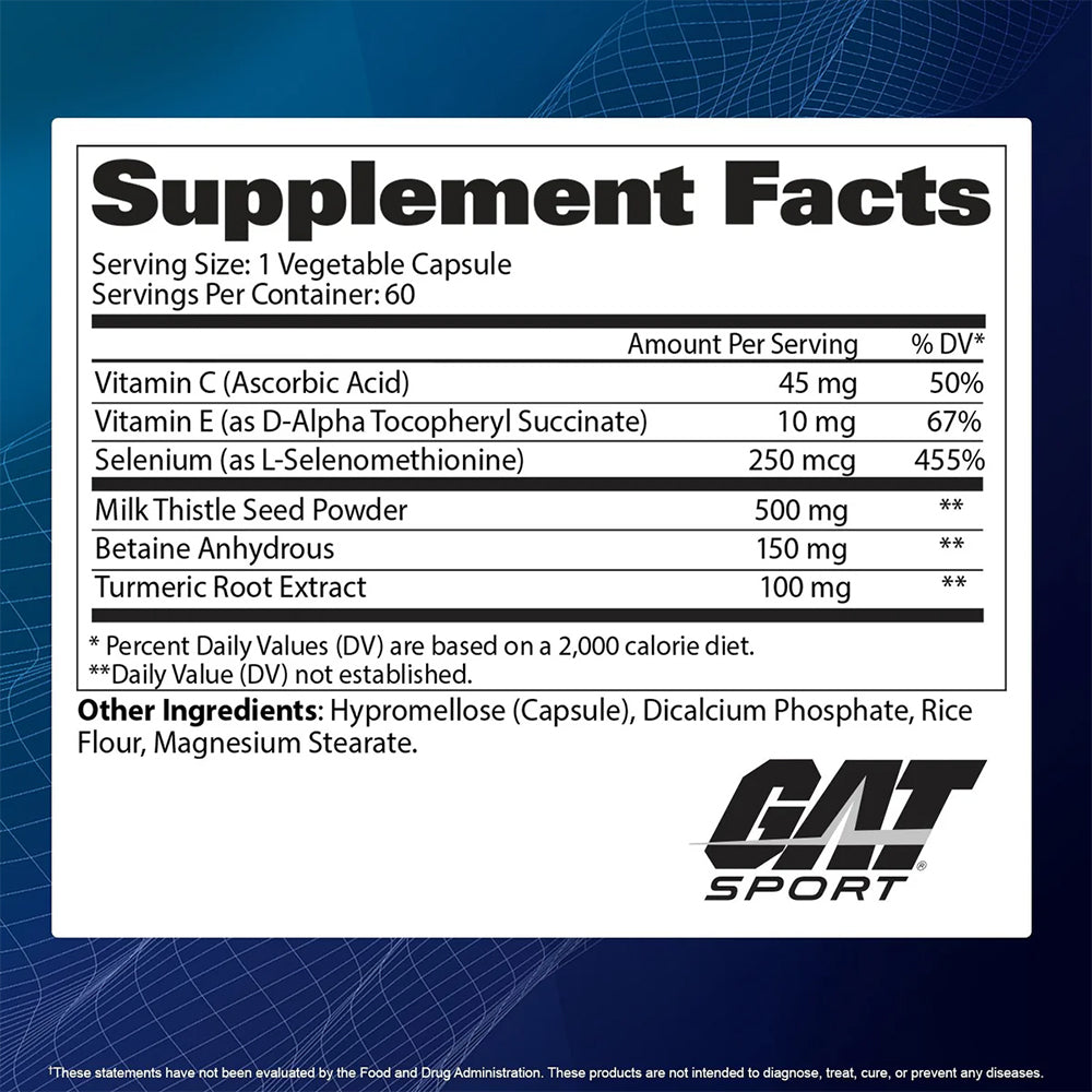 GAT Sport Liver Cleanse Essentials | Liver Support Formula | Milk Thistle, Turmeric & Selenium | 60 Veg Capsules