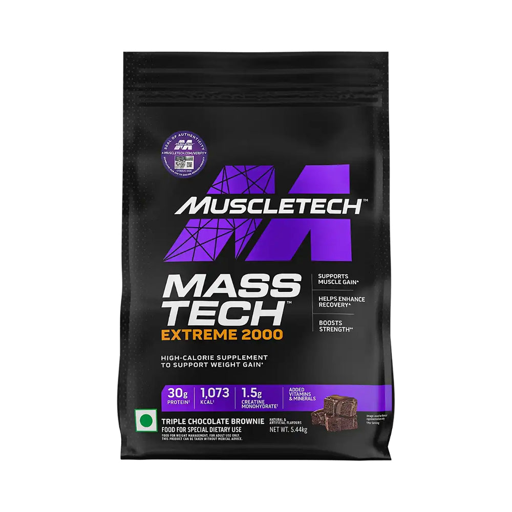MuscleTech Mass Tech Extreme 2000 Weight Gainer | High Calorie Mass Gainer | 30g Protein + Creatine | Muscle & Size Gain