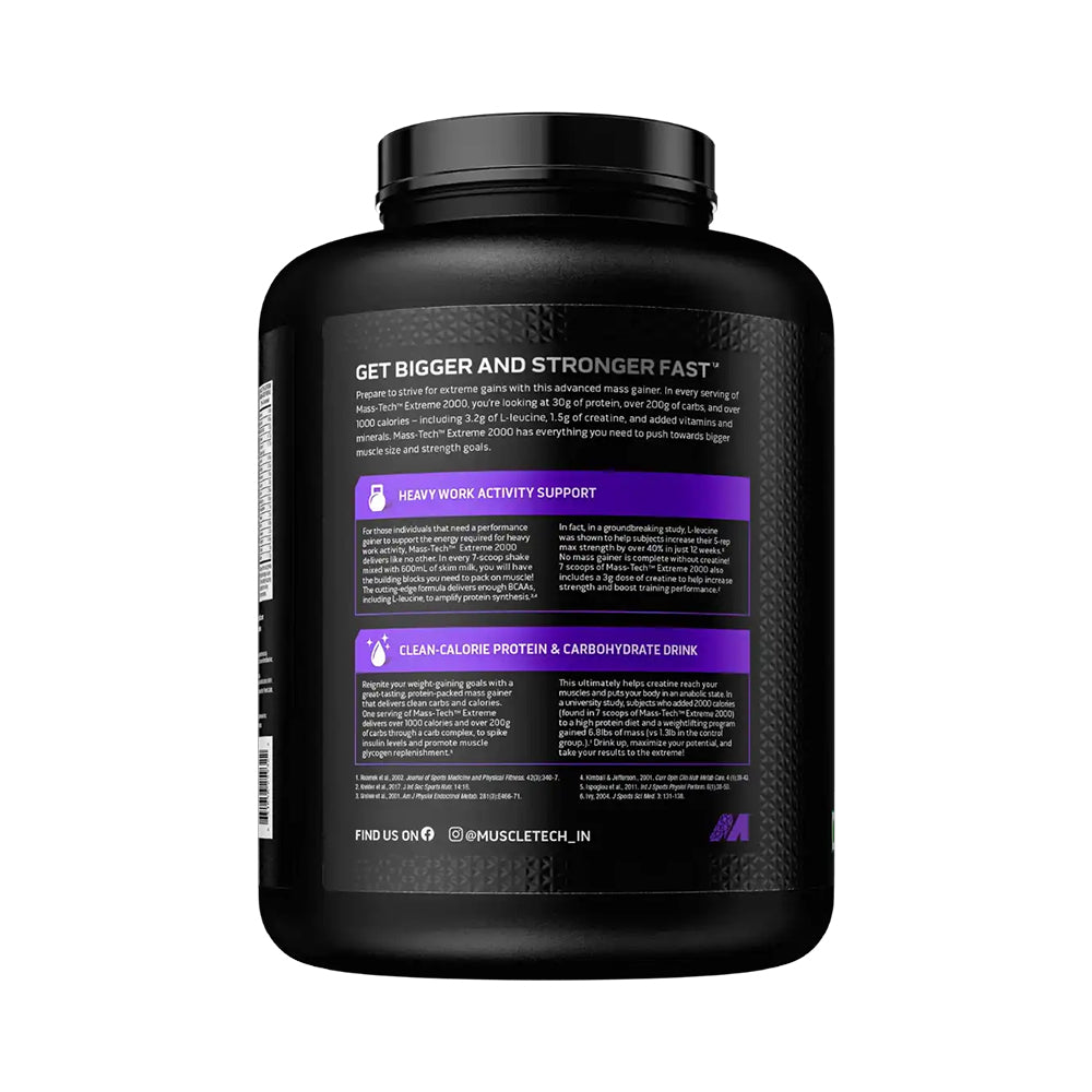 MuscleTech Mass Tech Extreme 2000 Weight Gainer | High Calorie Mass Gainer | 30g Protein + Creatine | Muscle & Size Gain