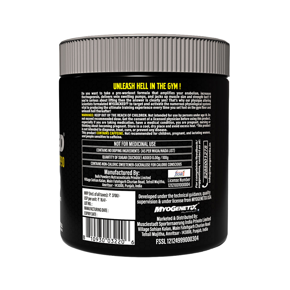 Myogenetix MyoJacked HSP90 Pre Workout | High Energy Pre Workout Powder | Strength, Pump & Endurance Booster