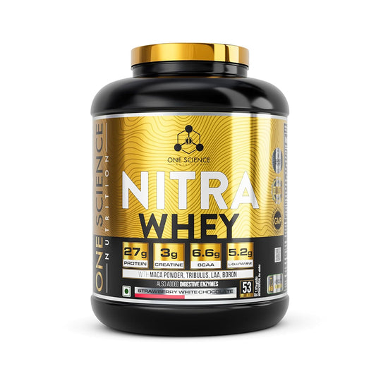 One Science Nutrition Nitra Whey Protein Powder Tiger Combo Pack | 27g Protein, 3g Creatine, 6.6g BCAA | With Testosterone Booster + FREE Daily Multivitamin