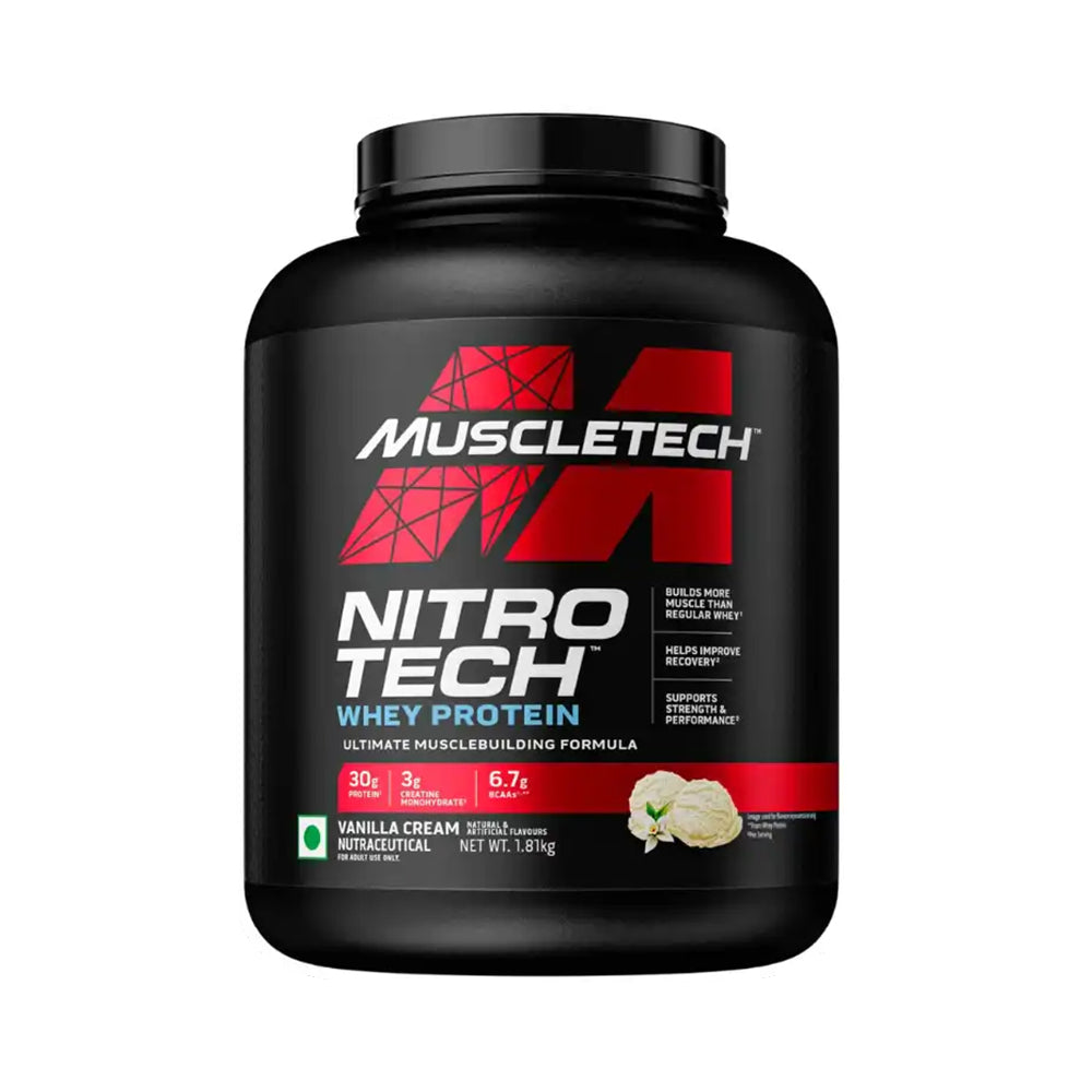 MuscleTech NitroTech Whey Protein | 30g Protein + Creatine | Muscle Building & Recovery | Lean Muscle Gain | 1.72kg