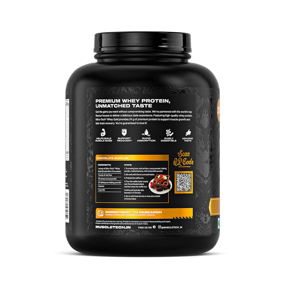 MuscleTech Nitro Tech 100% Whey Gold | Premium Whey Protein Isolate | Muscle Growth & Recovery | 24g Protein
