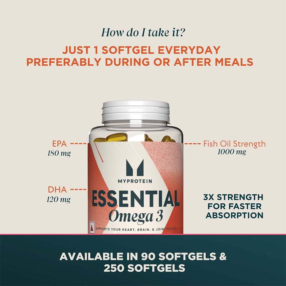 MyProtein Essential Omega 3 Fish Oil Softgels | EPA & DHA | Heart, Brain & Joint Support