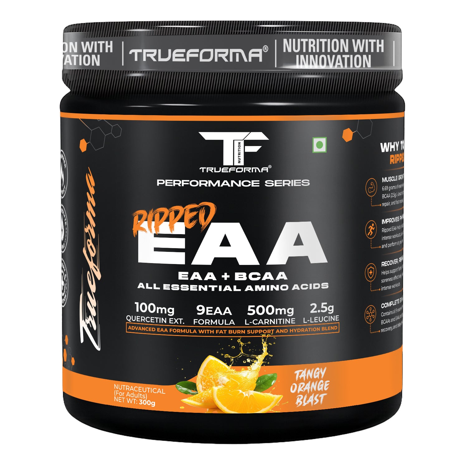 Trueforma® Ripped EAA + BCAA | Essential Amino Acids with Fat Burner Support | 30 Servings