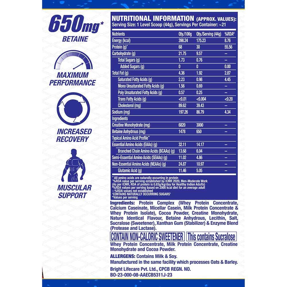 Ronnie Coleman Signature Series Pro Antium Protein Powder | 30g Protein + 3g Creatine + 650mg Betaine | Advanced Multi-Source Protein Blend | Double Chocolate | 907g