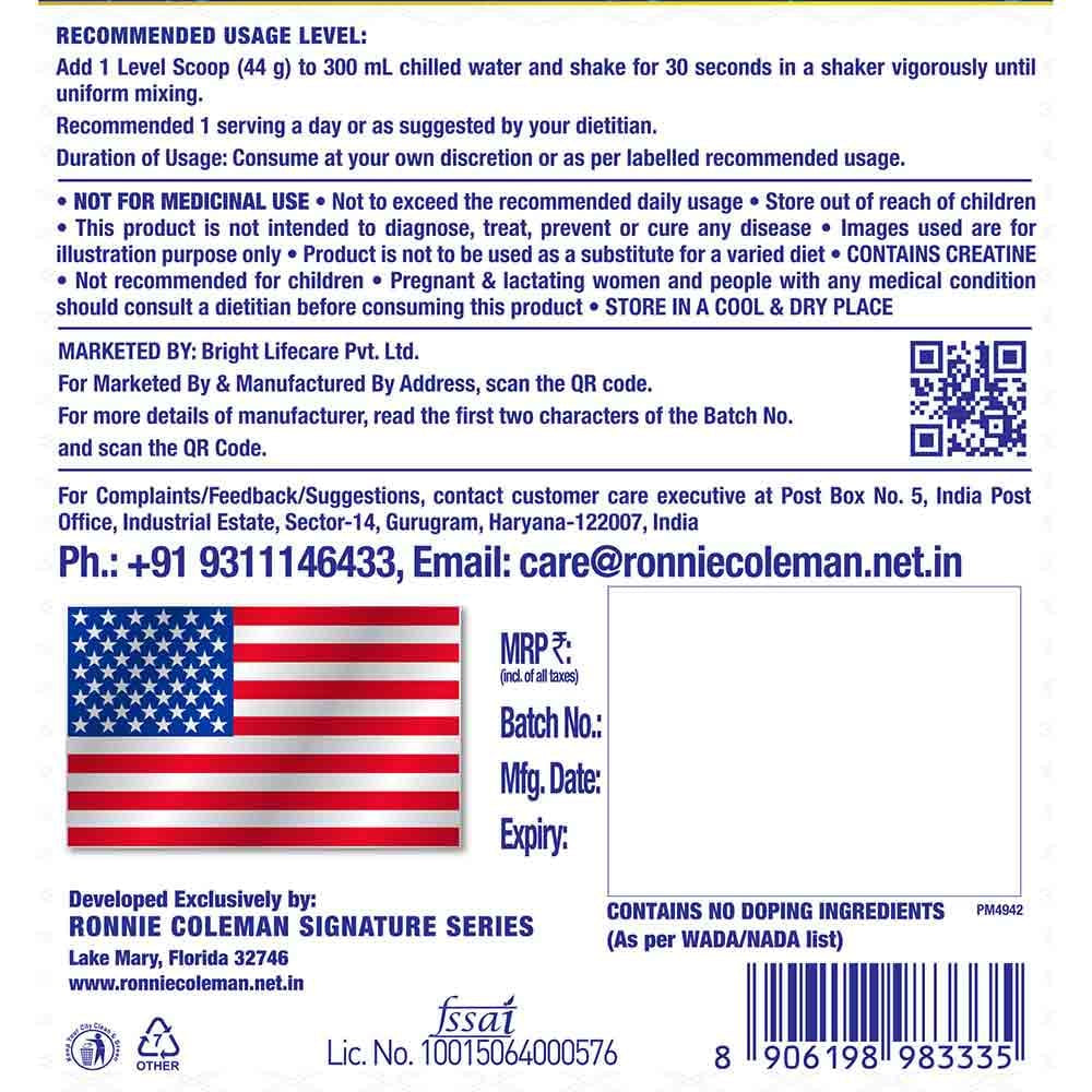 Ronnie Coleman Signature Series Pro Antium Protein Powder | 30g Protein + 3g Creatine + 650mg Betaine | Advanced Multi-Source Protein Blend | Double Chocolate | 907g