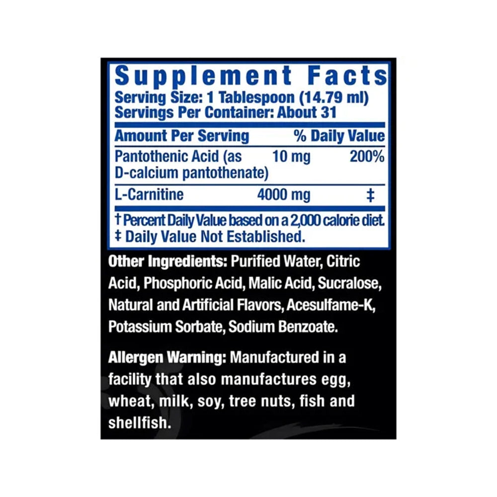 Ronnie Coleman L-Carnitine 4000 Liquid Shot | Fat Metabolism Support | Energy & Endurance Booster
