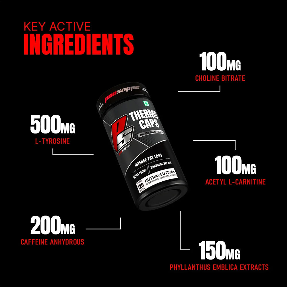 ProSupps Thermo Caps | Thermogenic Fat Burner | High Energy + Focus | Weight Loss Support (120 Capsules / 60 Servings)