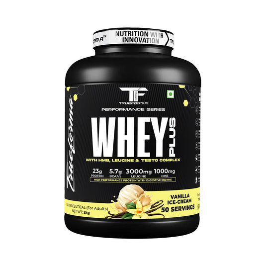 Whey Protein Powder (Whey Plus) | 23g Protein, BCAA, Leucine & HMB | Muscle Growth & Recovery | 50 Servings | Trueforma
