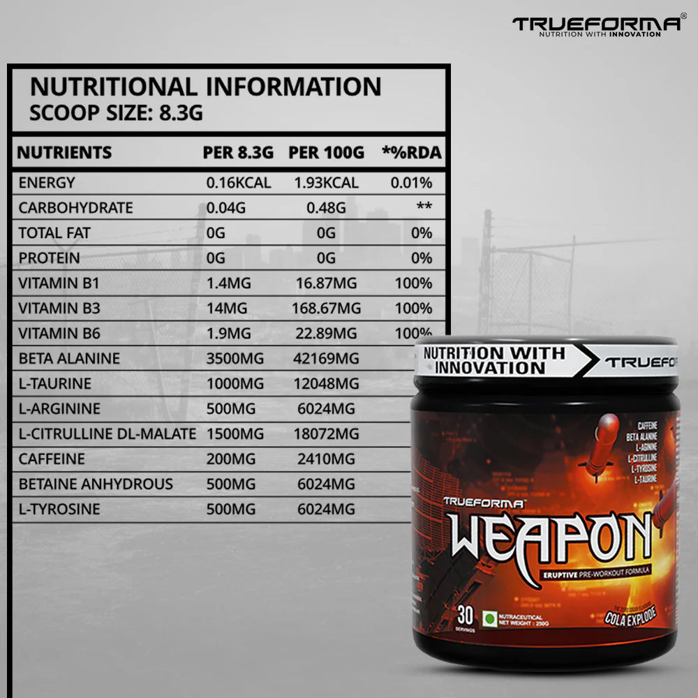 Trueforma® Weapon – Eruptive Pre-Workout Formula