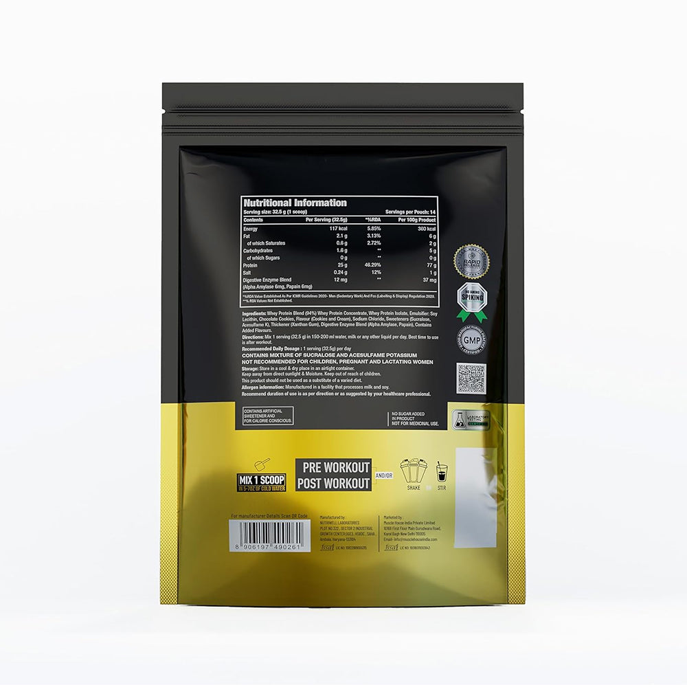 One Science Premium Whey Protein 1LB (454g) | 25g Protein, 6.6g BCAA, 5.2g Glutamine | Muscle Growth & Recovery