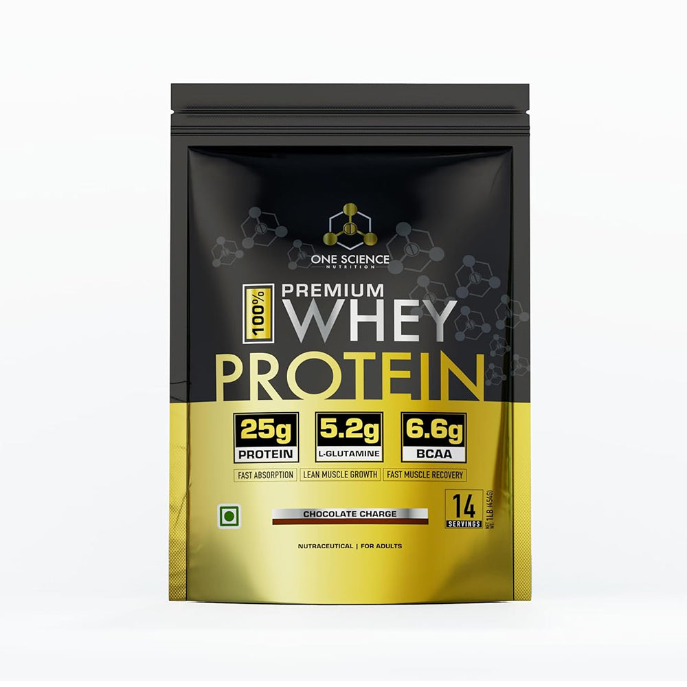 One Science Premium Whey Protein 1LB (454g) | 25g Protein, 6.6g BCAA, 5.2g Glutamine | Muscle Growth & Recovery