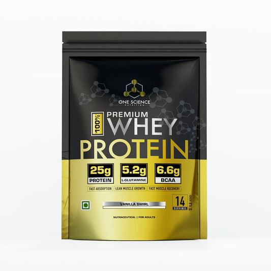 One Science Premium Whey Protein 1LB (454g) | 25g Protein, 6.6g BCAA, 5.2g Glutamine | Muscle Growth & Recovery