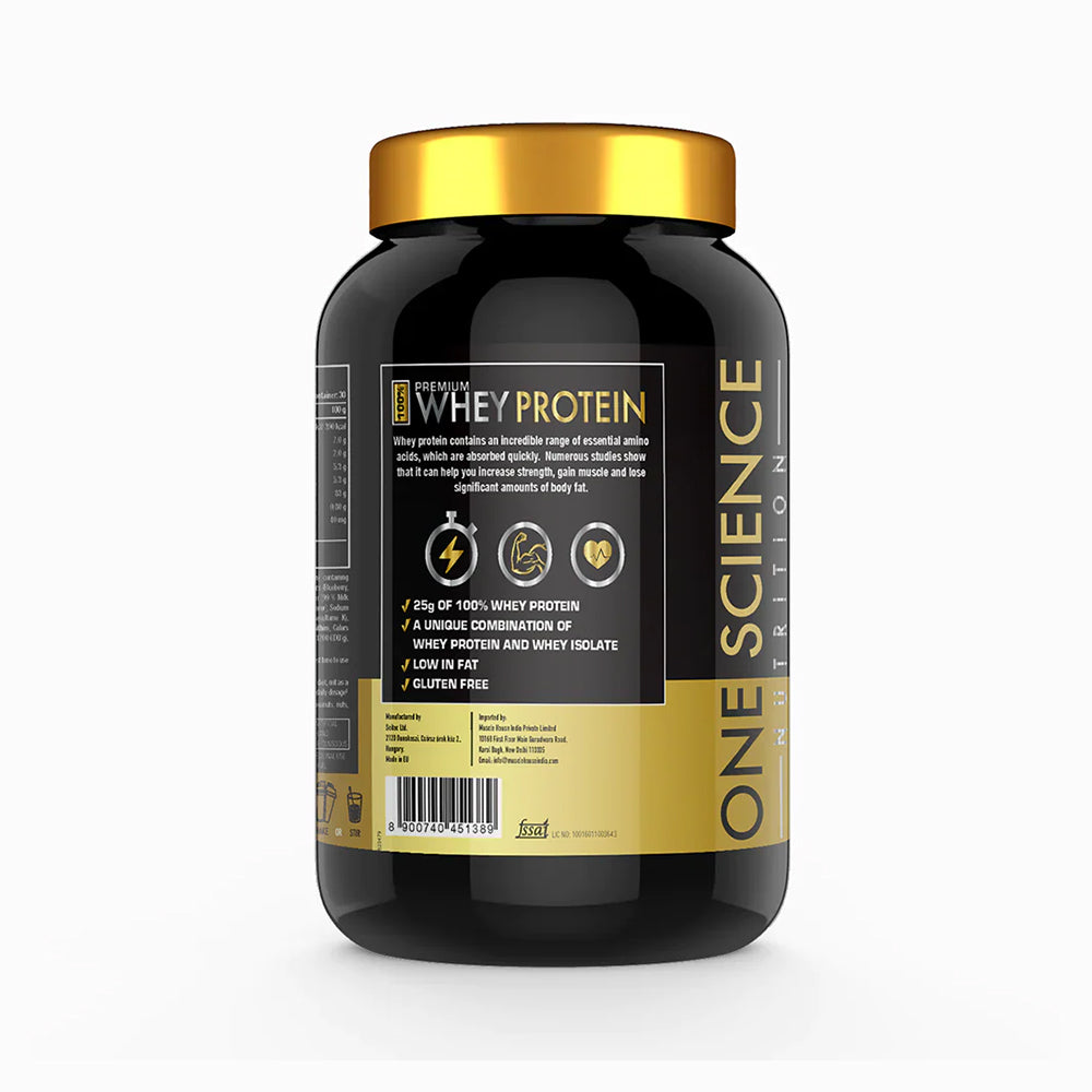 One Science Premium Whey Protein 2LB (907g) | 25g Protein, 6.6g BCAA, 5.2g Glutamine | Lean Muscle & Recovery