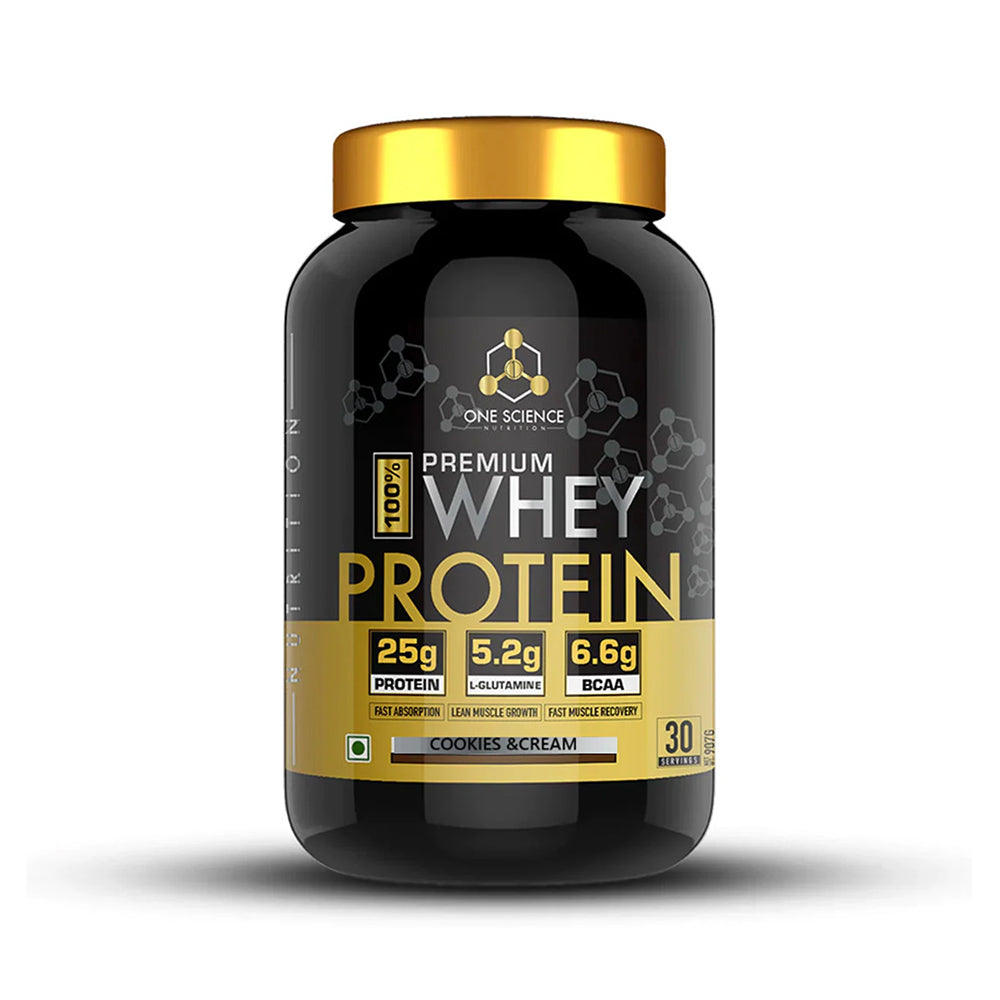 One Science Premium Whey Protein 2LB (907g) | 25g Protein, 6.6g BCAA, 5.2g Glutamine | Lean Muscle & Recovery
