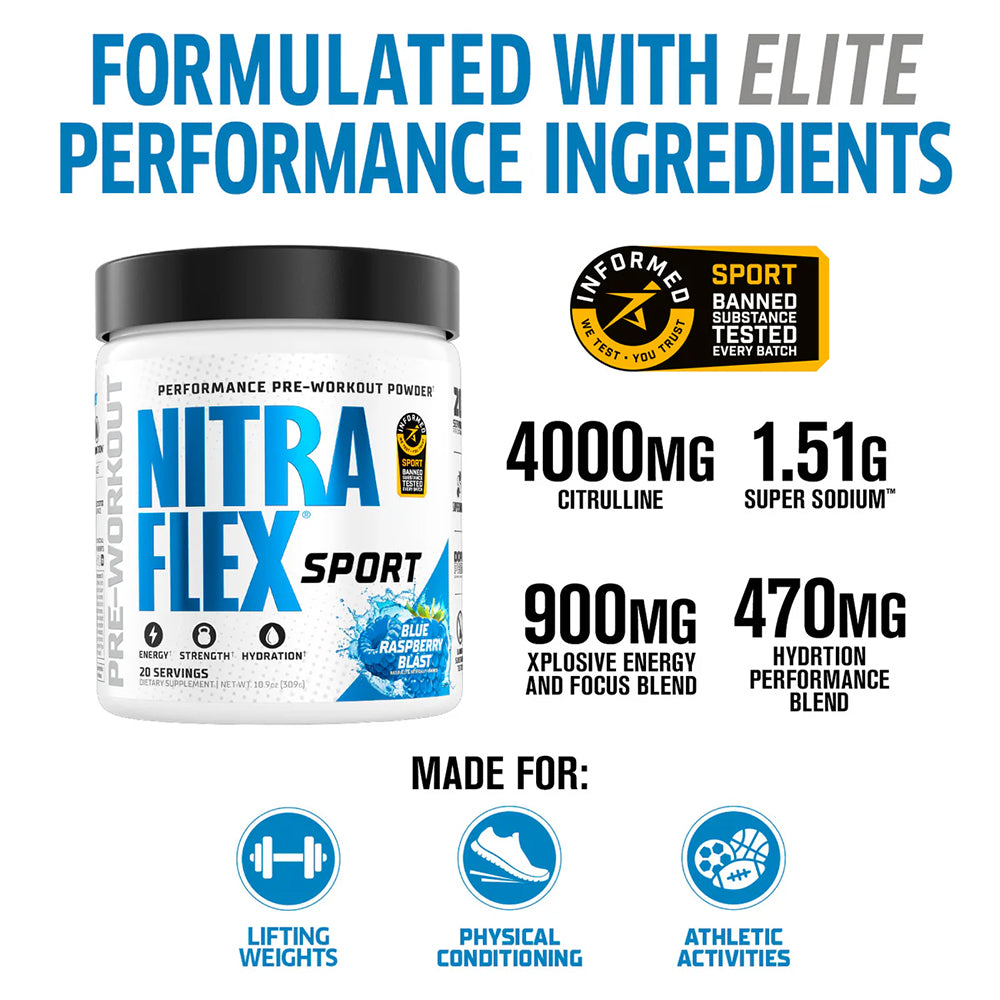 GAT Sport Nitraflex Sport Pre Workout Powder | Energy, Strength & Hydration Support – 20 Servings