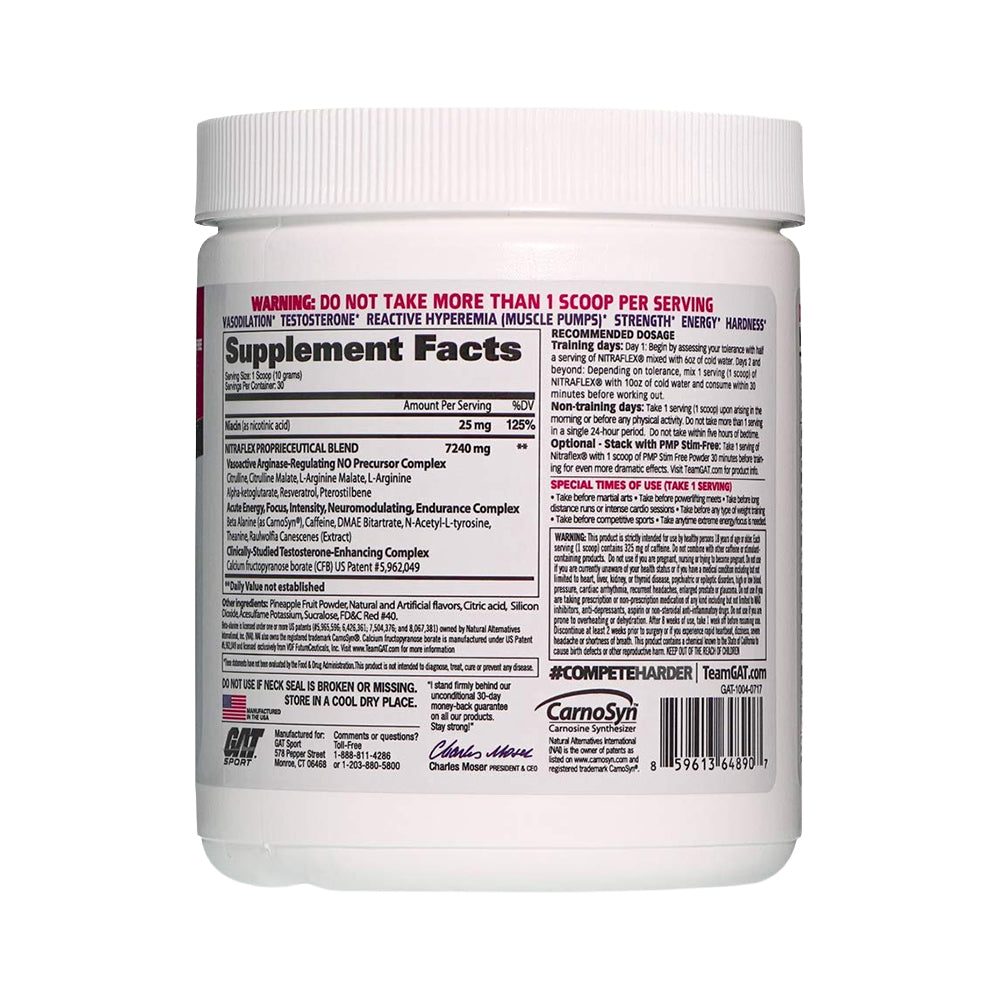 GAT Sport Nitraflex Pre Workout Powder | High Intensity Energy & Pump Formula – 30 Servings