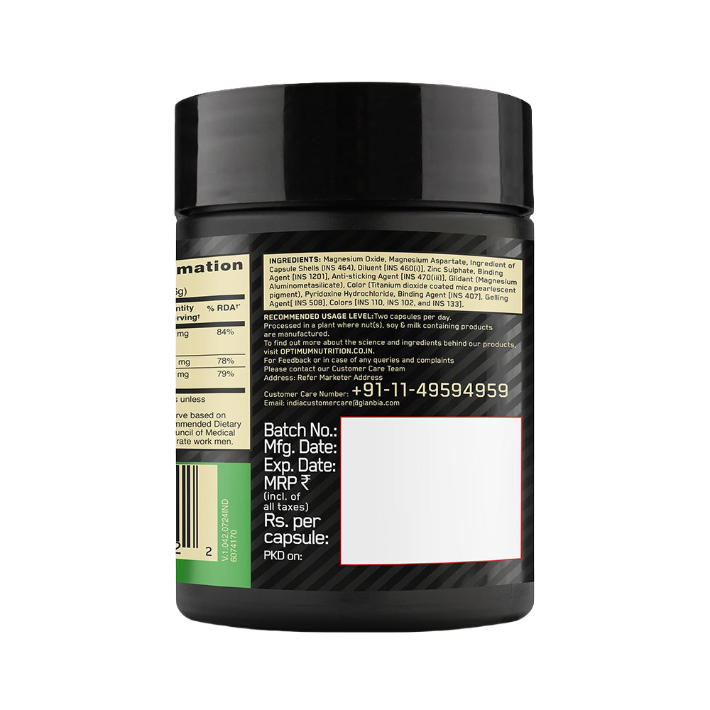 Optimum Nutrition Zinc Magnesium Aspartate (ZMA) Capsules | 60 Capsules | Muscle Recovery & Immunity Support
